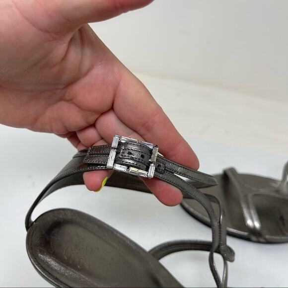 Roger Vivier Metallic Silver strap summer heel sandals size 42 US 11 - Picture 4 of 8